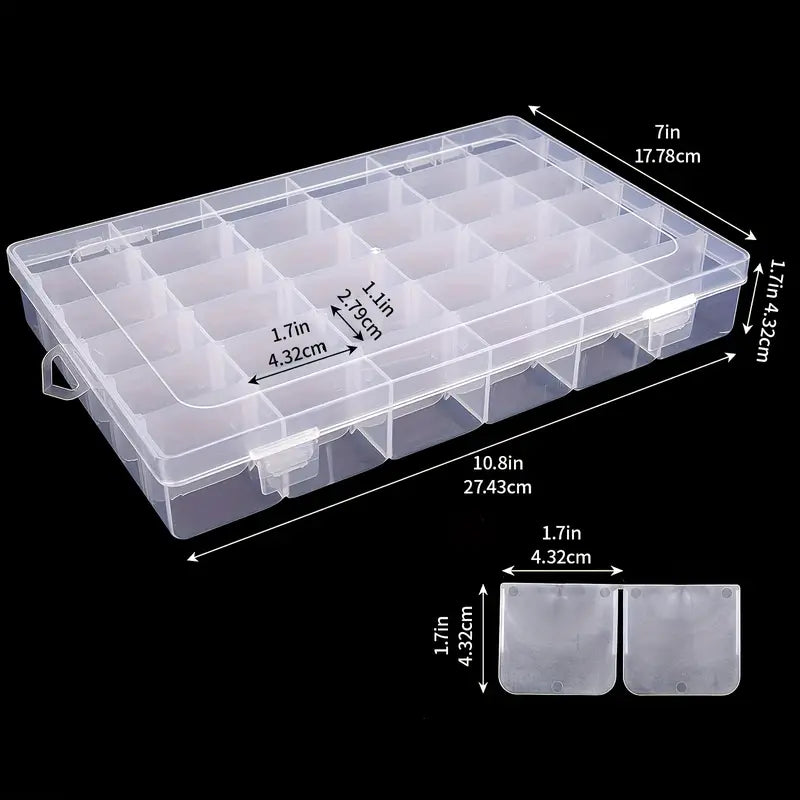 SPHP 36 Grid plastic Organizer Box with Imitation Adjustable Dividers 36  Grid Boxes for Travel, Transparent, Rectangular