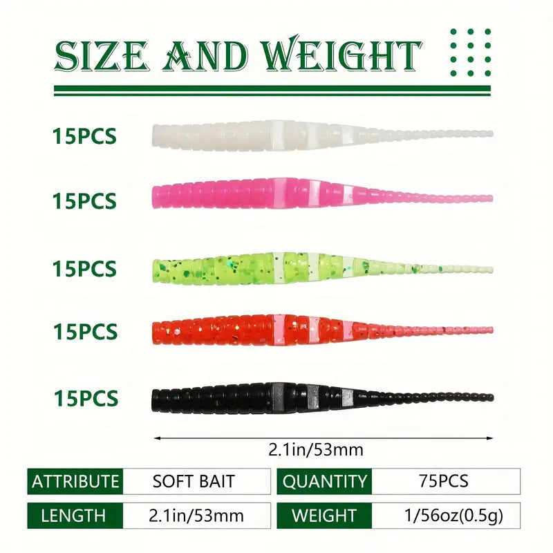 Dovesun 75pcs Trout worms